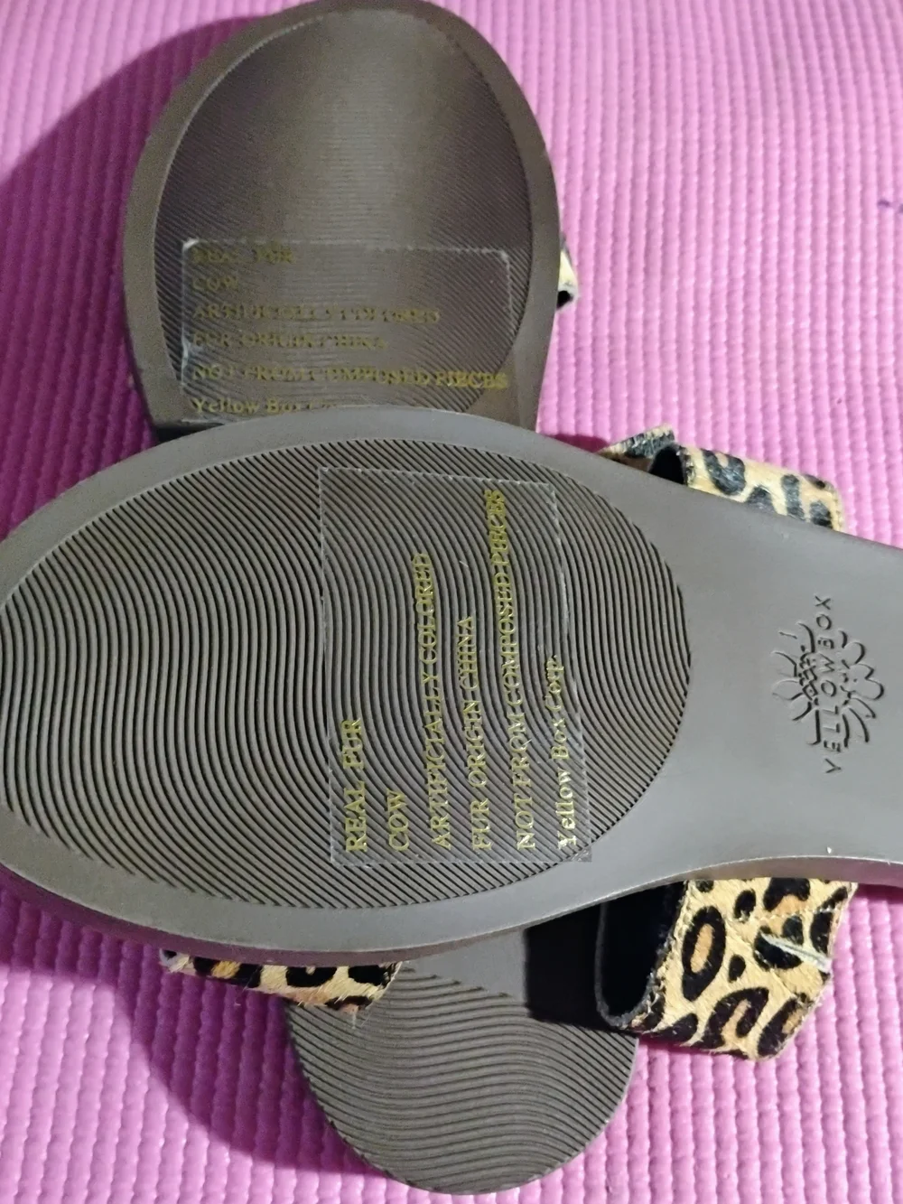 Yellow Box Leopard Print Double-Strap Slide Sandals - Tan/Black - Picture 6 of 10